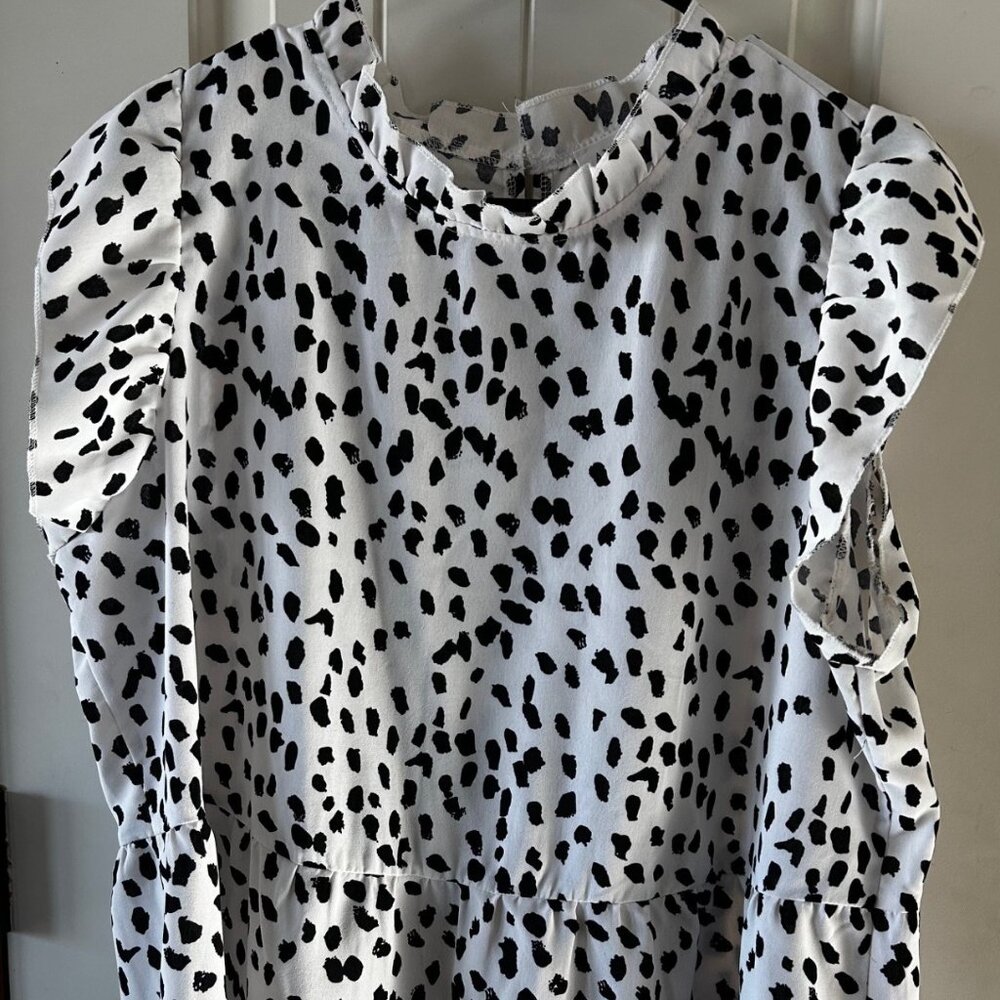 Women's Polka Dot Flutter Sleeve Babydoll Top